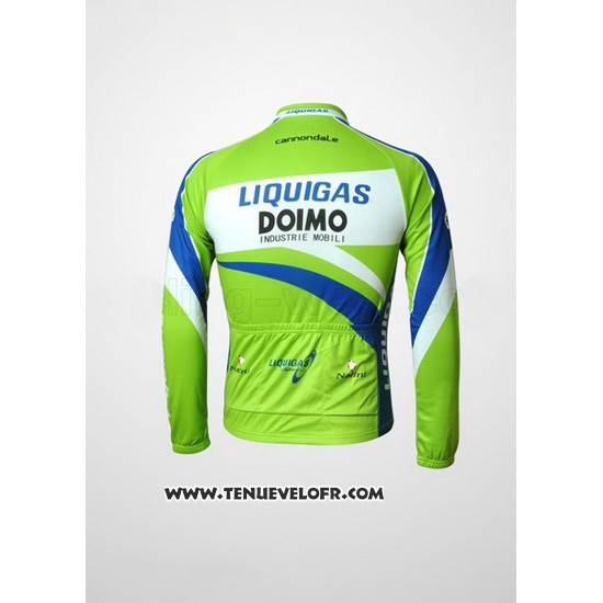 2010 Maillot Ciclismo Liquigas Doimo Bleu et Vert Manches Longues et Cuissard